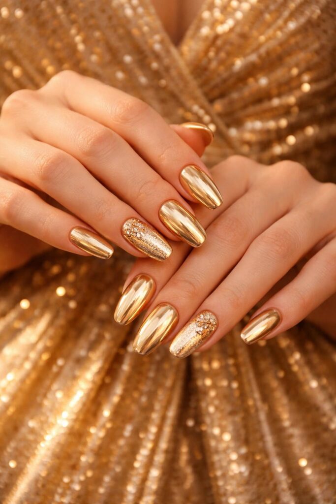  Gold Chrome with Glitter Accents