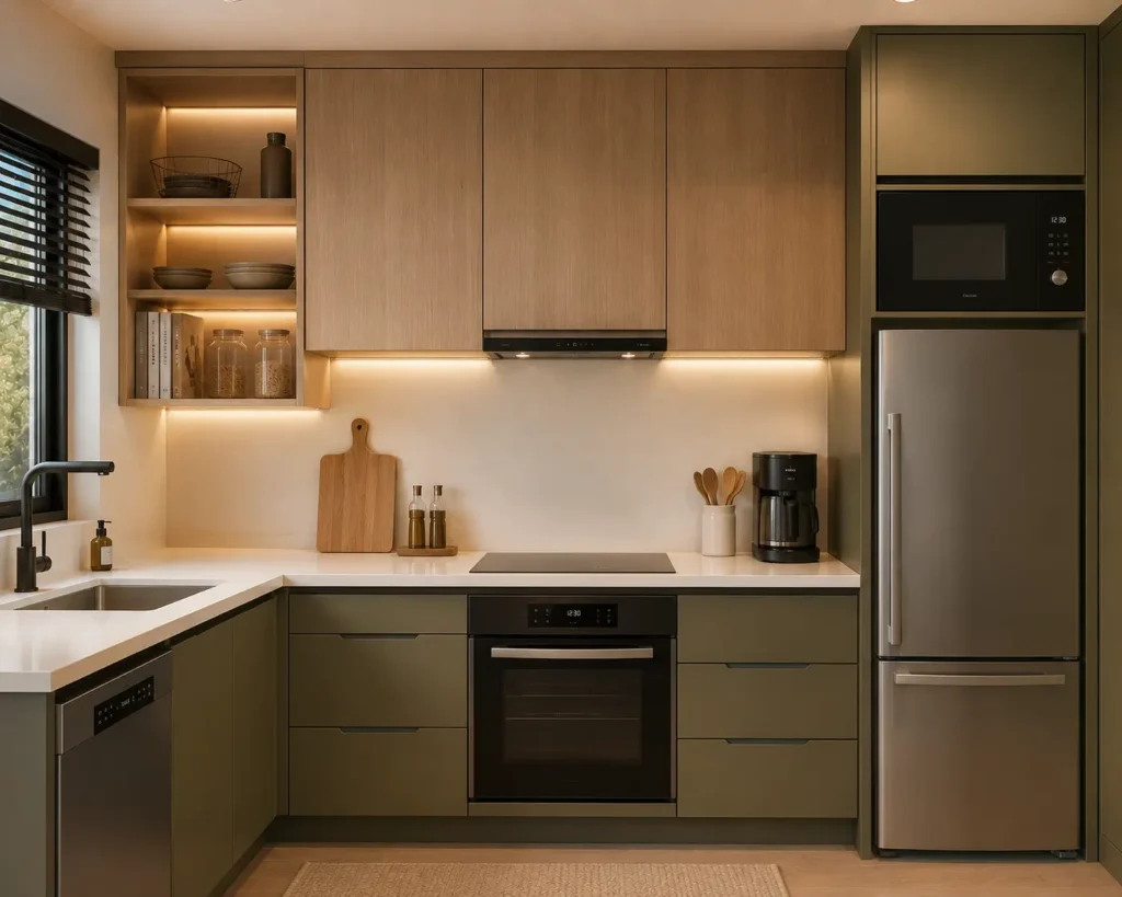 Olive-Toned Scandinavian Kitchen
