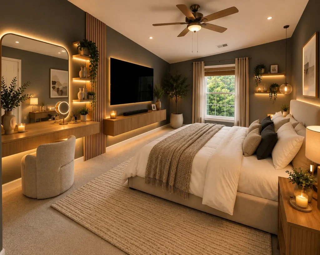 Bedroom Organized with Stylish Storage
