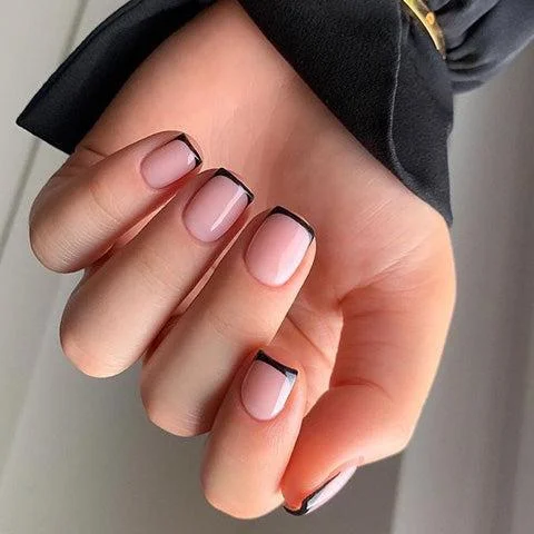 Classic Black French Manicure