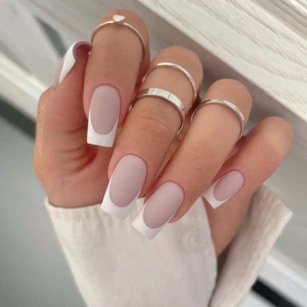 Matte French Acrylic Nails