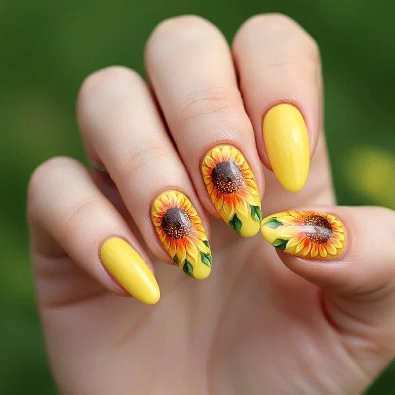 Sunflower Yellow Nails