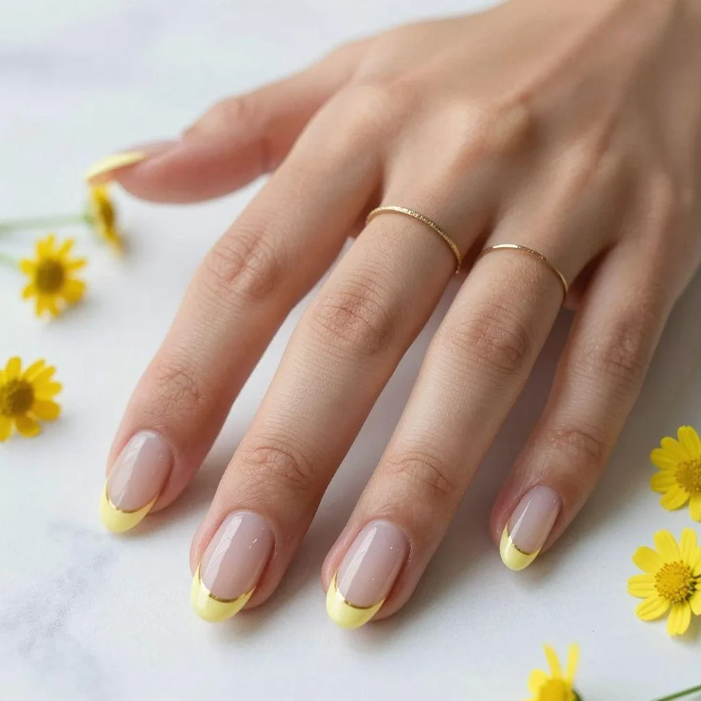 Yellow French Tip Nails