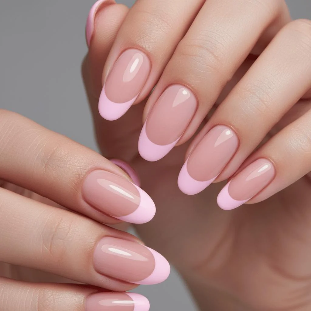  Light Pink French Tip Nails