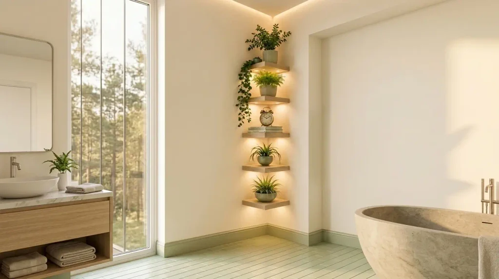 cozy bathroom with plants and natural decor