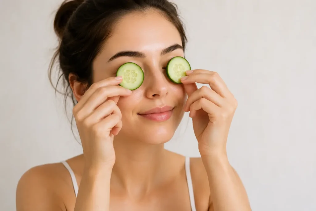 Cold Cucumber Slices to Reduce Puffiness