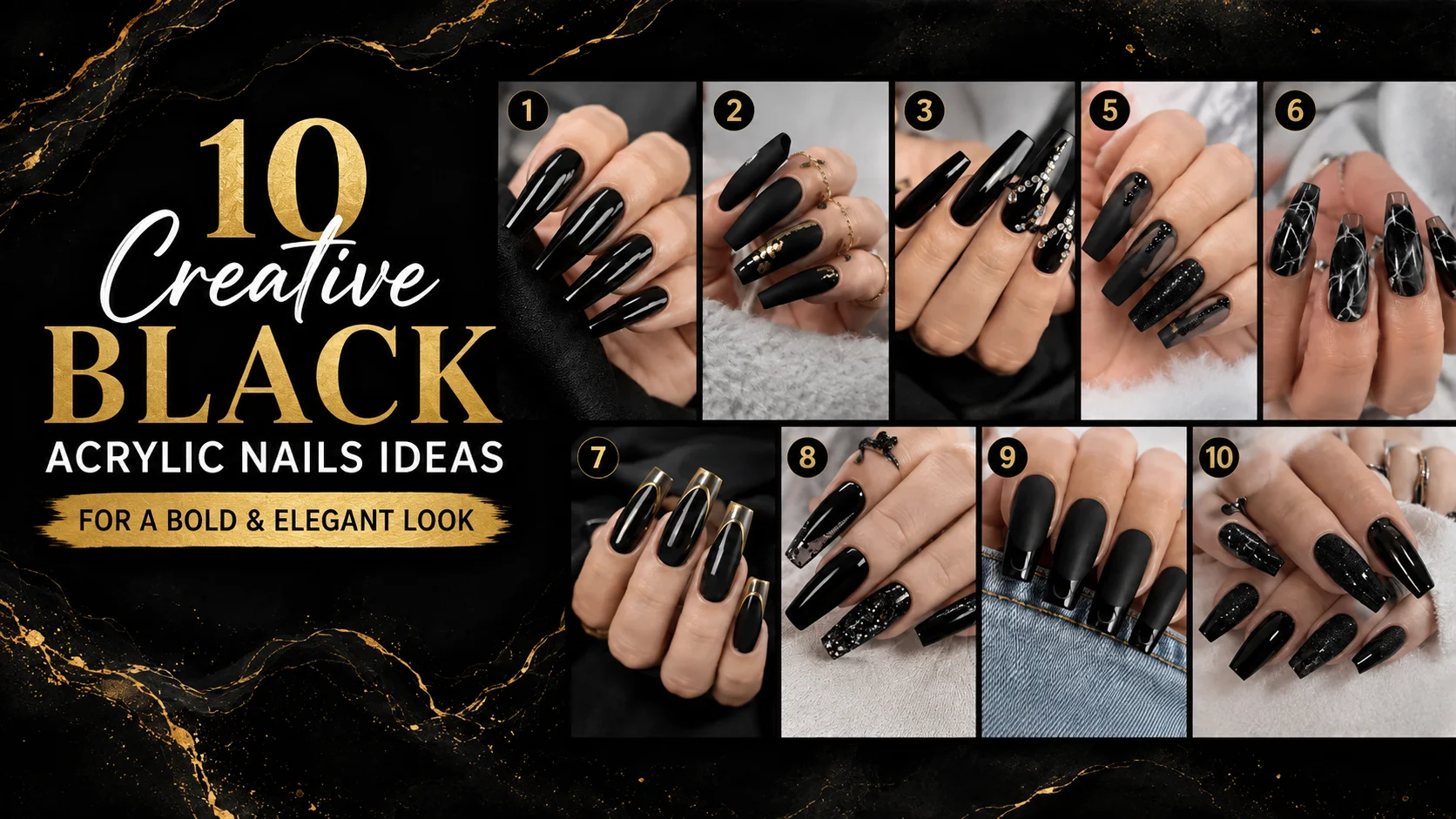 Creative Black Acrylic Nails