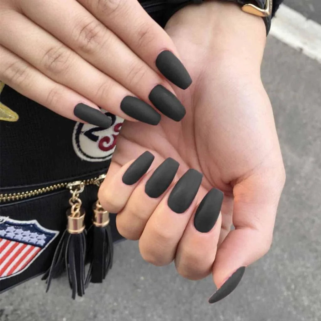 Matte Black Acrylic Nails