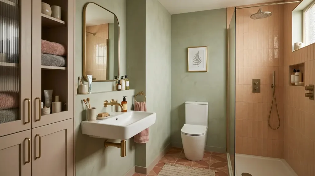 cozy bathroom ideas with botanical wall art