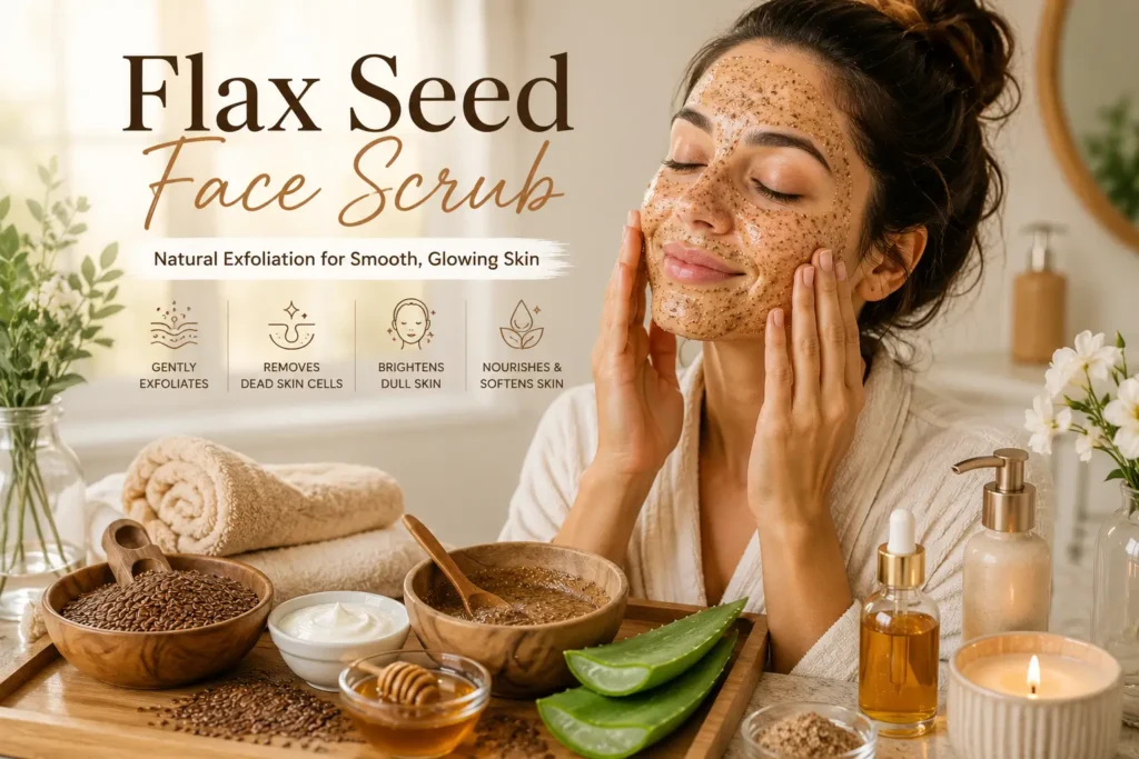 women appling Flax Seed Face Scrub