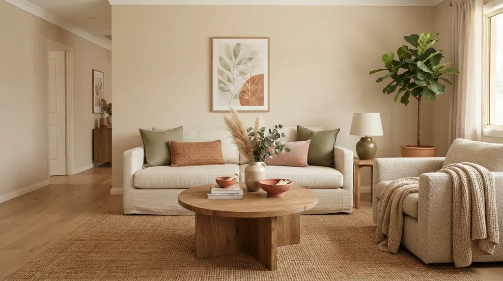 Adding soft color accents Beige Luxury Living Room Ideas