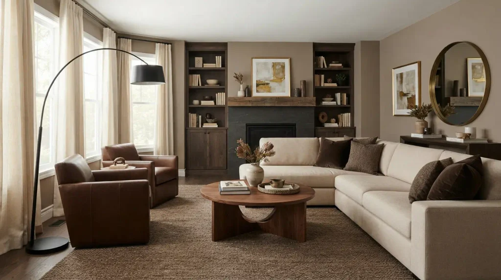Beige_and_brown_living_room luxury sectional sofa