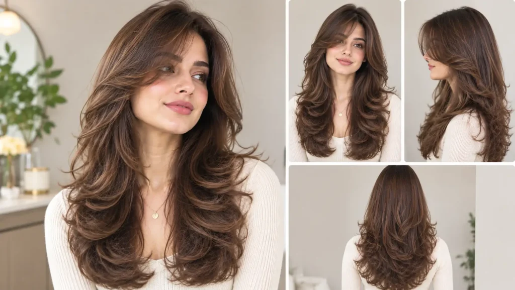 Butterfly Haircut With Side-Swept Bangs