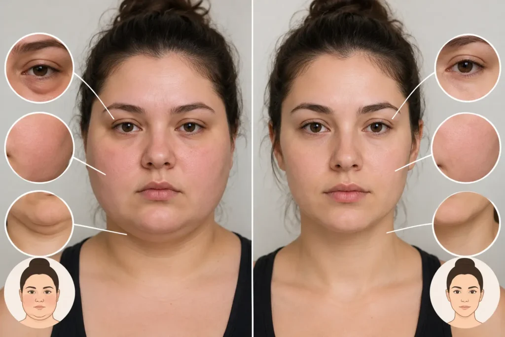 Cortisol Face vs Normal Facial Puffiness
