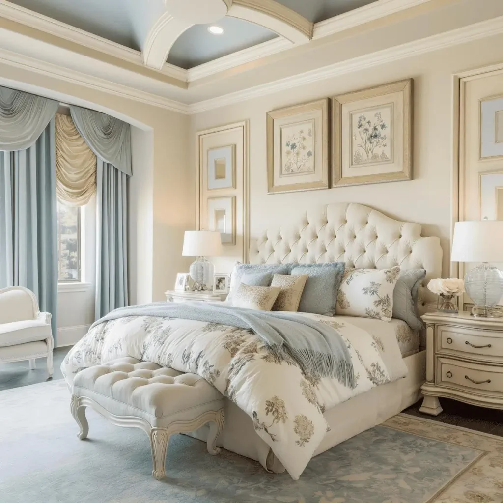 Dusty Blue and Cream Bedroom Neutral bedroom ideas 