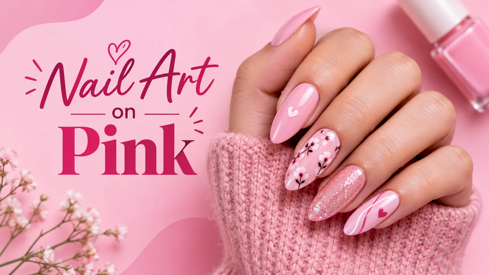 nail art on pink