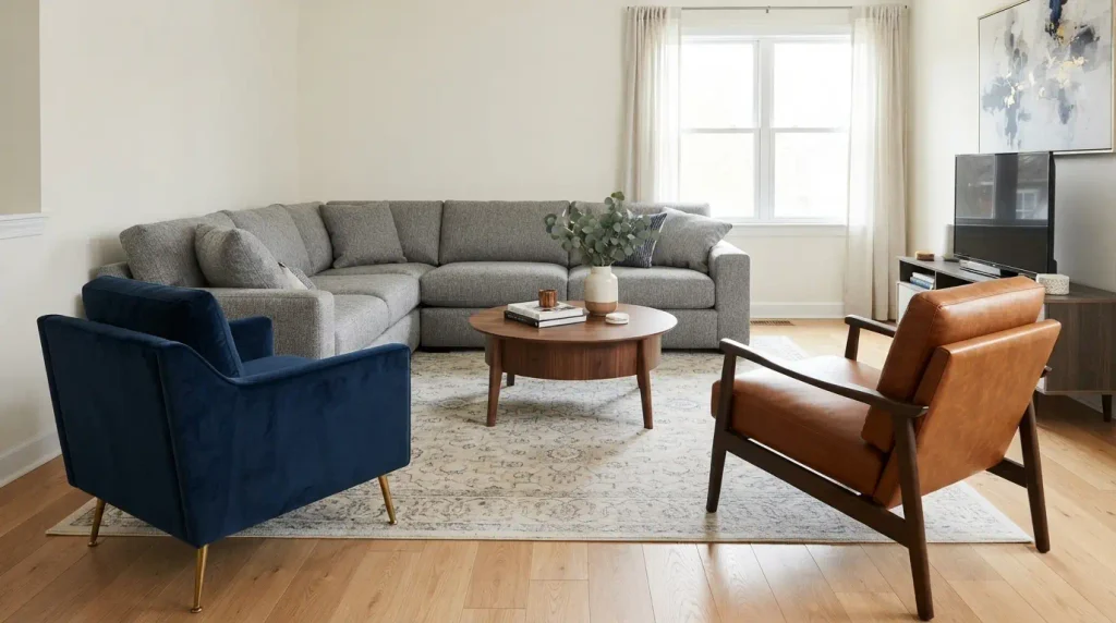 Use Accent Chairs to Balance the Room luxury sectional sofa