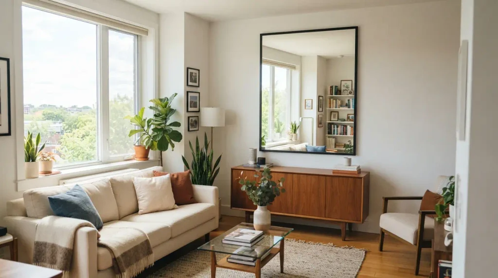 Using mirrors strategically Small apartment luxury budget ideas