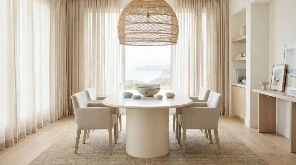 costal dining decoe interior Coastal Quiet Luxury Home Ideas 
