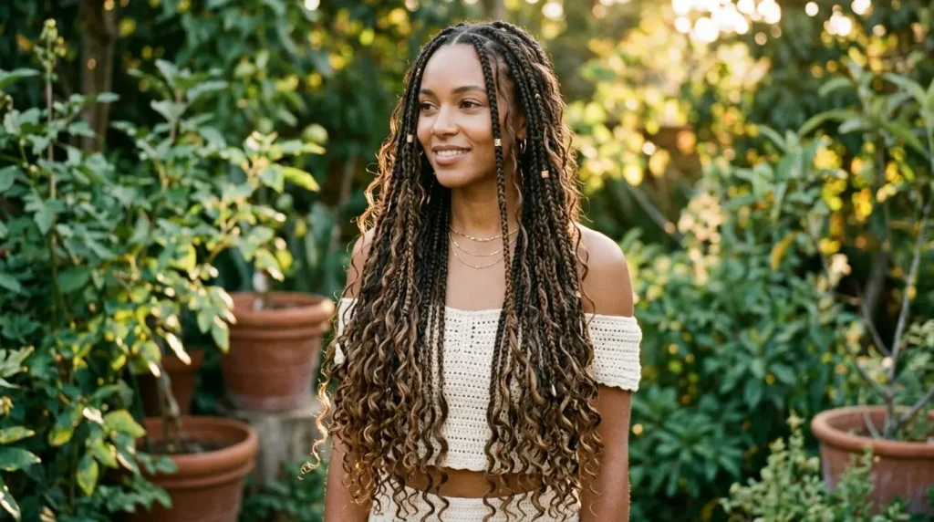 Long Boho Braids With Curly Ends